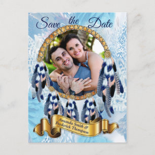 Exotic Blue Dream Catcher Save the date Announcement Postcard