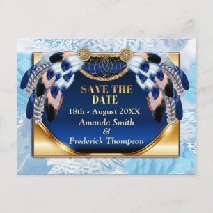 Exotic Blue Dream Catcher Save the Dates Announcement Postcard