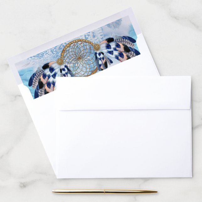 Exotic Blue Dream Catcher stationary Envelope Liner (Desk)