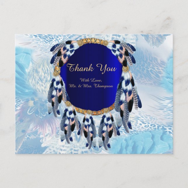 Exotic Blue Dream Catcher Thank You Announcement Postcard (Front)