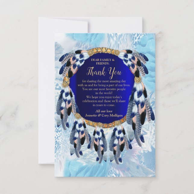Exotic Blue Dream Catcher Thank You Card (Front)