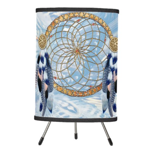 Exotic Blue Dream Catcher Tripod Lamp