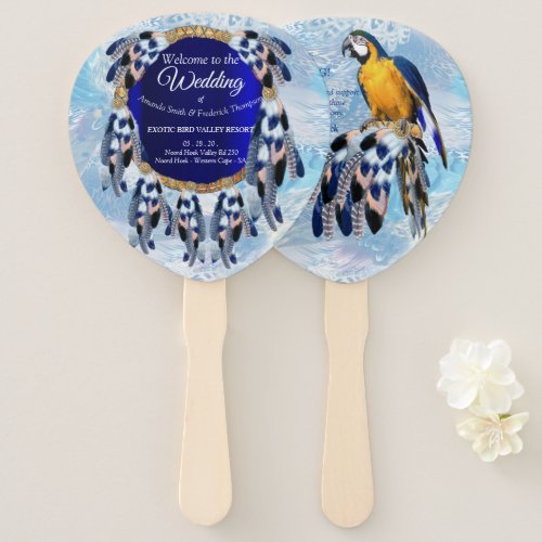 Exotic Blue Dream Catcher Wedding Hand Fan