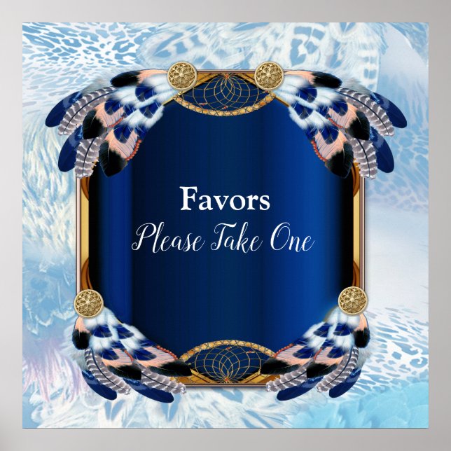 Exotic Blue Dream Catcher Wedding Poster (Front)