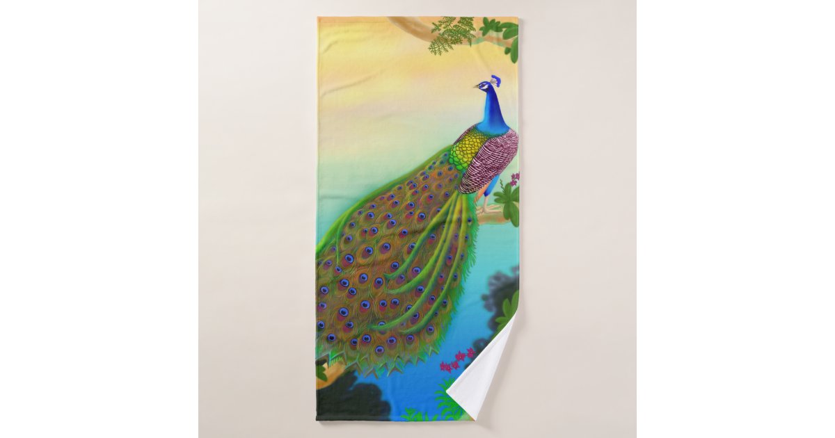 Exotic Blue Peacock Bath Towel | Zazzle