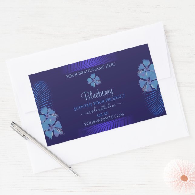 Exotic Blue Product Labels Teal Hawaiian Flowers (Envelope)
