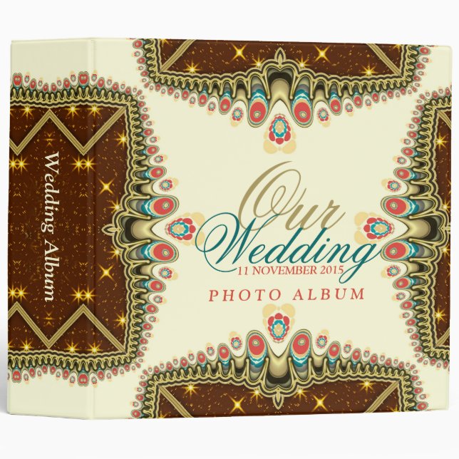 Exotic Bohemian Sparkle (v2a) Wedding Album Binder (Front/Spine)