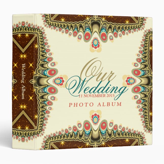 Exotic Bohemian Sparkle Wedding Album Binder (Front/Spine)