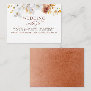 Exotic Boho Flowers Terracotta Wedding Website Enclosure Card