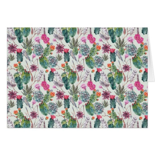 Exotic Boho Watercolor Cactus & Succulent Pattern (Front Horizontal)