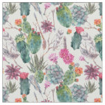 Exotic Boho Watercolor Cactus &amp; Succulent Pattern Fabric