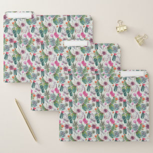 Exotic Boho Watercolor Cactus & Succulent Pattern File Folder