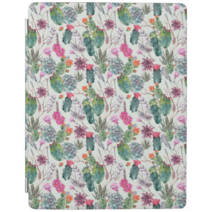 Exotic Boho Watercolor Cactus & Succulent Pattern iPad Smart Cover
