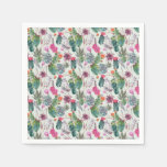 Exotic Boho Watercolor Cactus &amp; Succulent Pattern Napkins