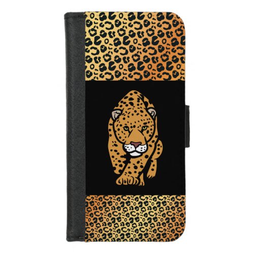 Exotic Bold Leopard illustration  Skin Pattern iPhone 87 Wallet Case