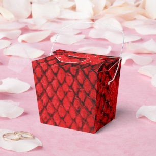 Exotic bold snake skin animal print pattern red favor boxes