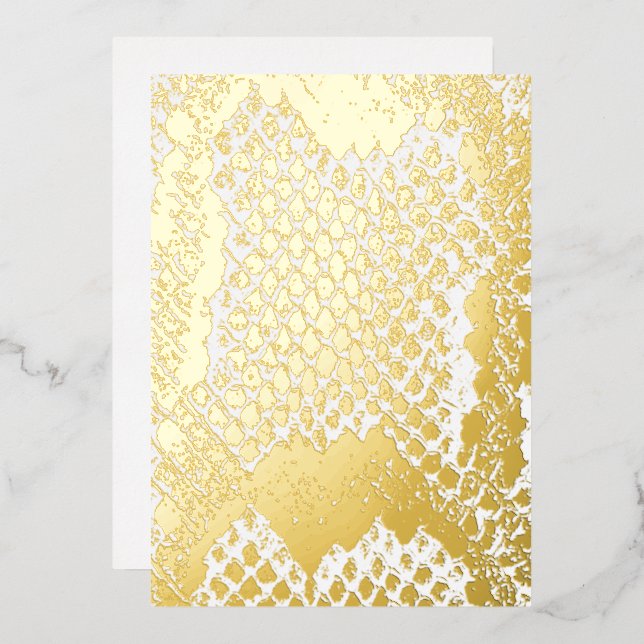 Exotic bold snake skin print texture pattern gold foil holiday card (Front/Back)