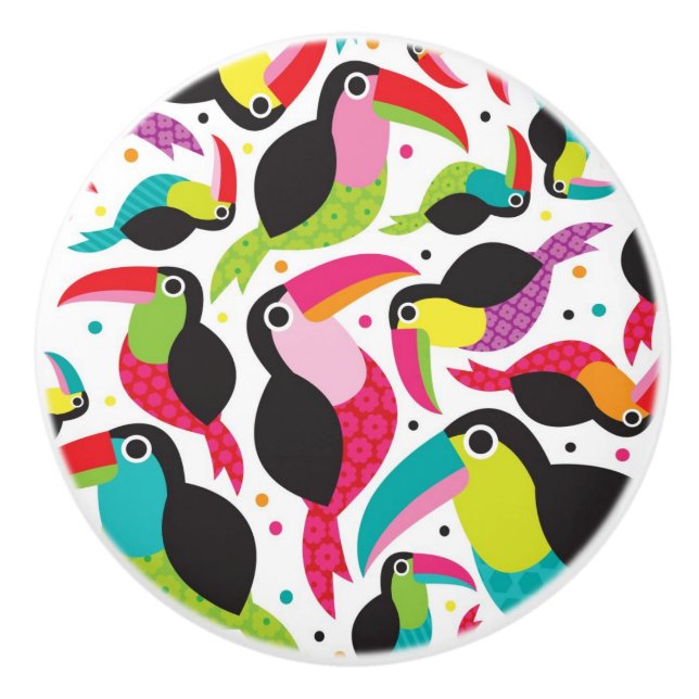 exotic brazil toucan bird background ceramic knob (Front)