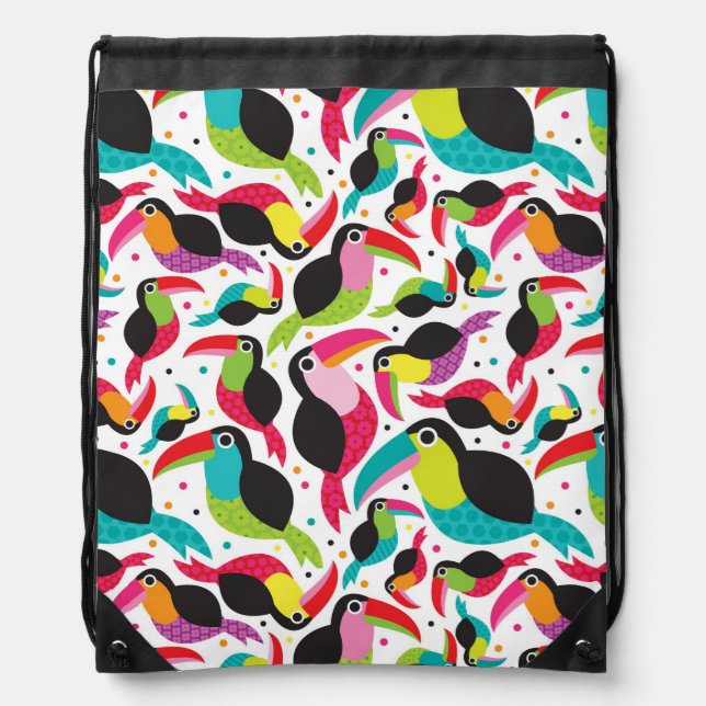 exotic brazil toucan bird background drawstring bag (Front)