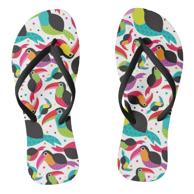 exotic brazil toucan bird background flip flops (Footbed)