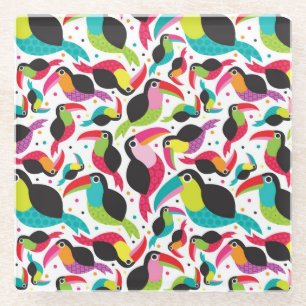 exotic brazil toucan bird background glass coaster