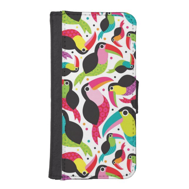 exotic brazil toucan bird background iPhone wallet case (Front)