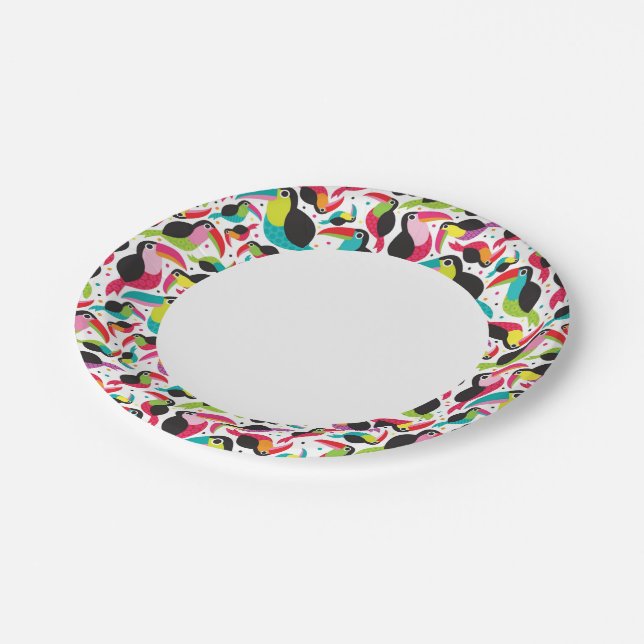 exotic brazil toucan bird background paper plates (Angled)