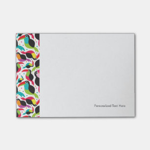 exotic brazil toucan bird background post-it notes