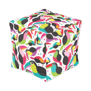 exotic brazil toucan bird background pouf