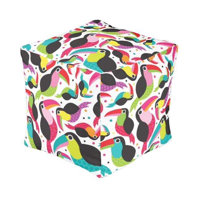 exotic brazil toucan bird background pouf (Angled Front)