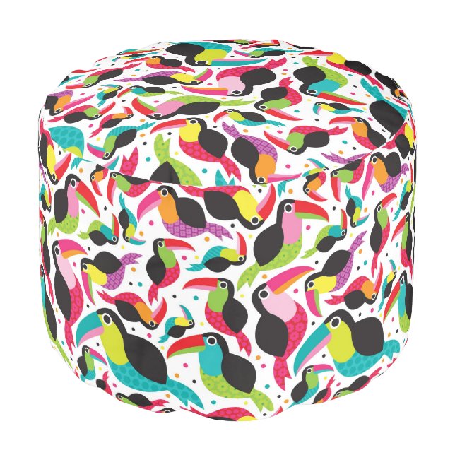exotic brazil toucan bird background pouf (Angled Front)