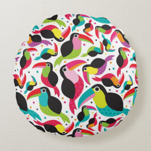 exotic brazil toucan bird background round pillow