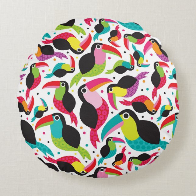 exotic brazil toucan bird background round pillow (Front)
