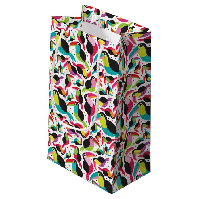 exotic brazil toucan bird background small gift bag (Back Angled)