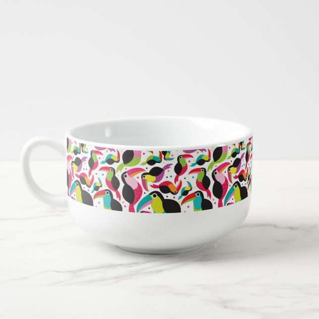 exotic brazil toucan bird background soup mug (Right)