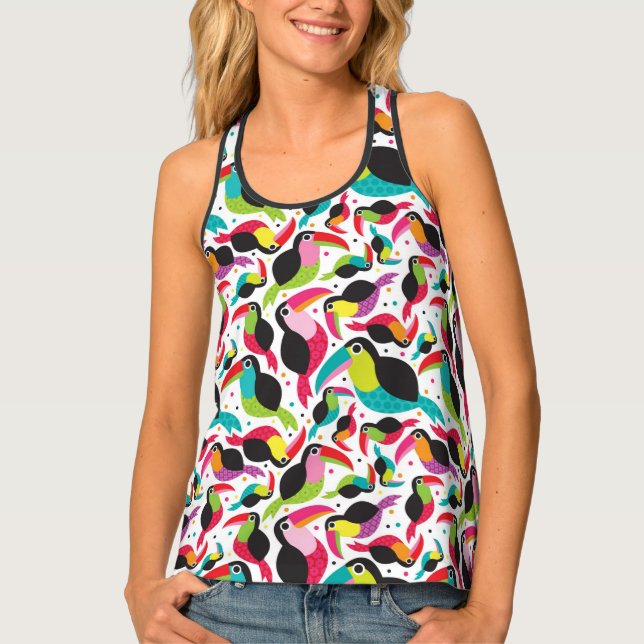 exotic brazil toucan bird background tank top (Front)