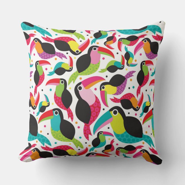 exotic brazil toucan bird background throw pillow (Front)