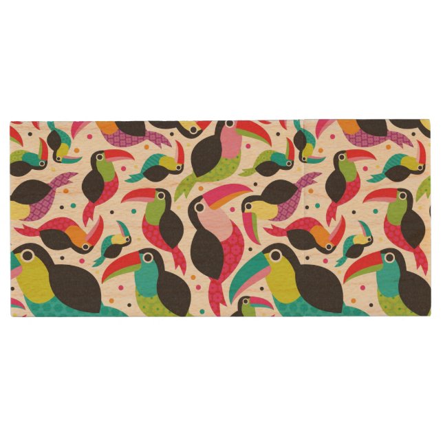 exotic brazil toucan bird background wood USB flash drive (Front)