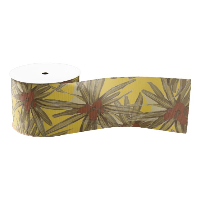 Exotic Bromeliads Pattern Grosgrain Ribbon (Spool)