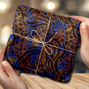 Exotic Brown Blue Animal Print Tissue Paper