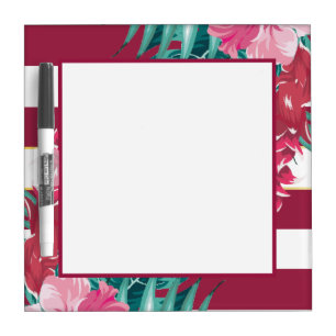 Exotic burgundy Floral striped Dry Erase Board