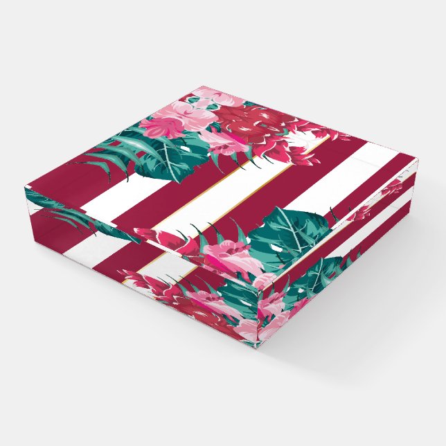 Exotic burgundy Floral striped Paperweight (Angled)