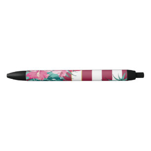 Exotic burgundy Floral striped Pen