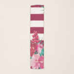 Exotic burgundy Flowers striped Scarf<br><div class="desc">Exotic Summer Flowers design. You are welcome to visit my store for more beautiful products.</div>