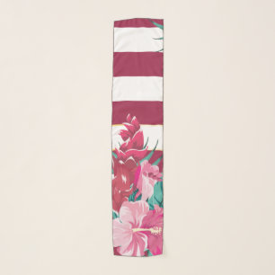 Exotic burgundy Flowers striped Scarf