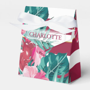 Exotic burgundy monogram striped favor boxes