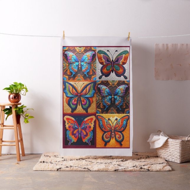 Exotic Butterflies Cheater Quilt Sewing Fabric (In Situ)