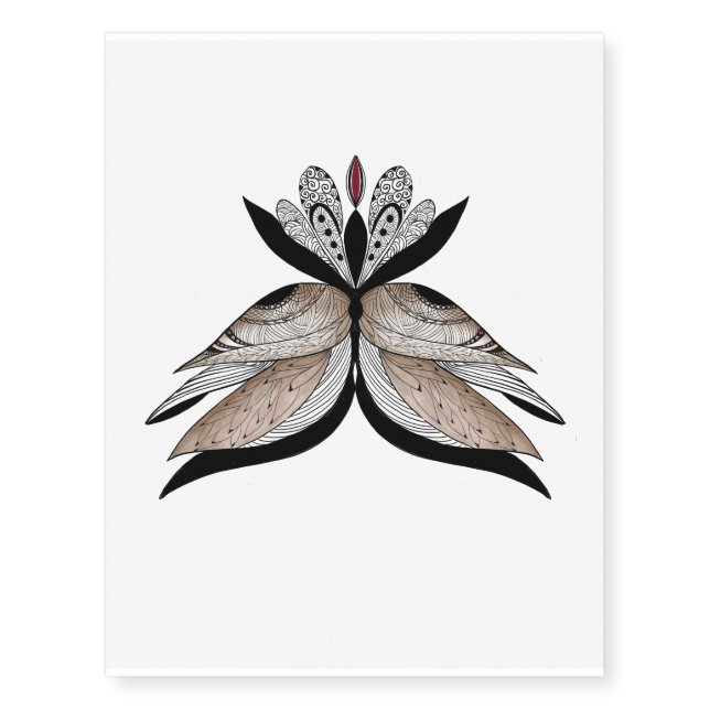 Exotic butterfly art abstract flower illustration temporary tattoos (Front)
