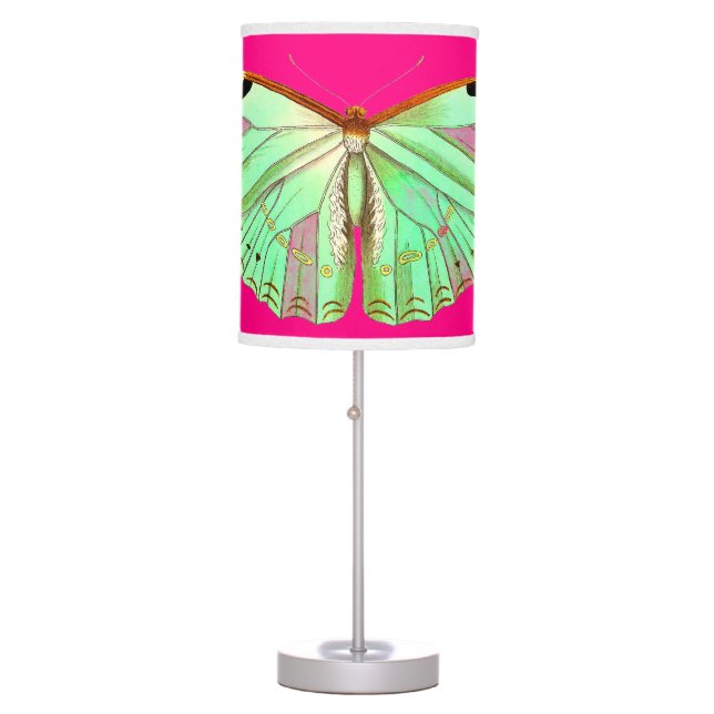 Exotic Butterfly Forest Jungle  Table Lamp (Front)