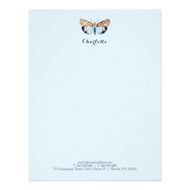 Pretty Butterfly Letterhead | Zazzle